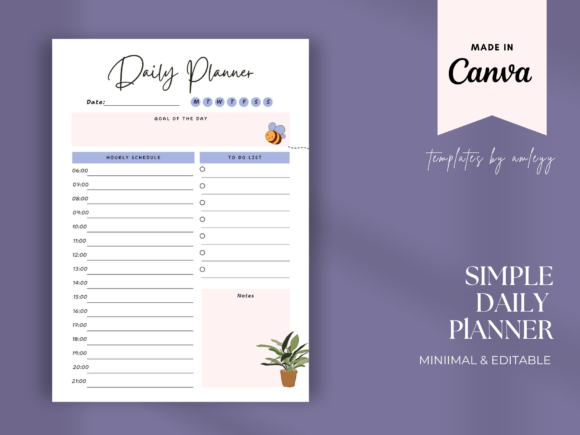Download Simple Daily Planner Canva Template - Simple daily planner canva Collection