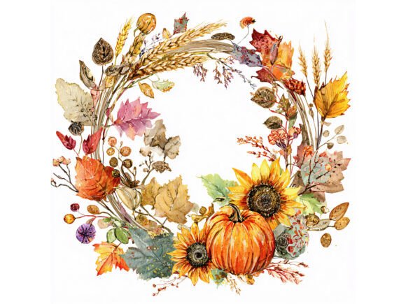 Download 10 JPG Autumn Pumpkin Wreath Set - Premium Bundle